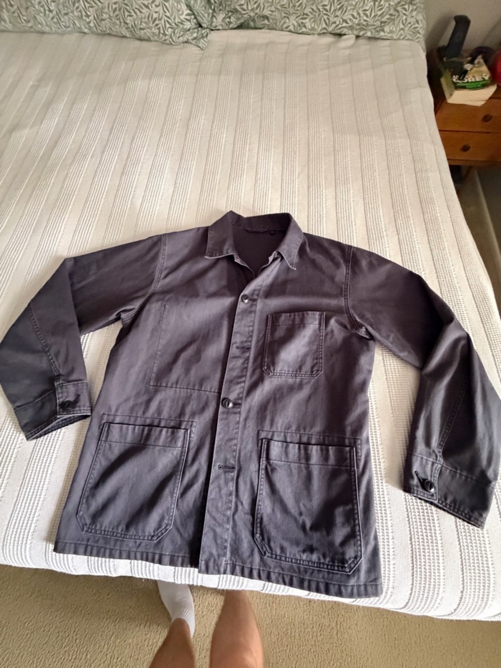 Uniqlo Dark Charcoal Rugged Shirt Jacket, Medium, 100% cotton